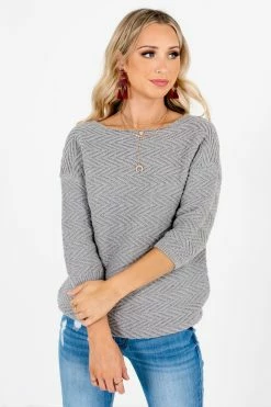 Bella Ella Boutique Close To My Heart Gray Sweater