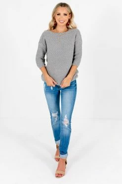 Bella Ella Boutique Close To My Heart Gray Sweater -Bella Ella Sales Close to My Heart Gray Sweater Full Front2 5000x
