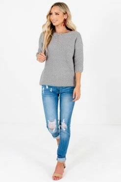 Bella Ella Boutique Close To My Heart Gray Sweater -Bella Ella Sales Close to My Heart Gray Sweater Full Front 5000x