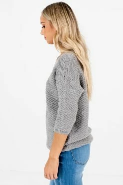 Bella Ella Boutique Close To My Heart Gray Sweater -Bella Ella Sales Close to My Heart Gray Sweater Side 5000x