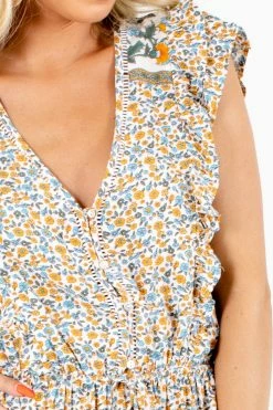 In Loom Create Your Sunshine White Floral Midi Dress -Bella Ella Sales Create Your Sunshine White Dress Detail 5000x