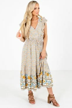 In Loom Create Your Sunshine White Floral Midi Dress -Bella Ella Sales Create Your Sunshine White Dress Front 5000x