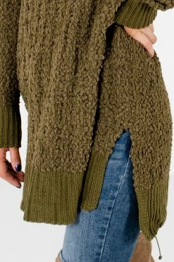 Bella Ella Boutique Crushing On You Olive Sweater -Bella Ella Sales Crushing on You Olive Sweater Detail 5000x