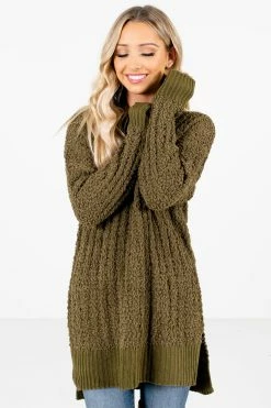 Bella Ella Boutique Crushing On You Olive Sweater -Bella Ella Sales Crushing on You Olive Sweater Front 5000x
