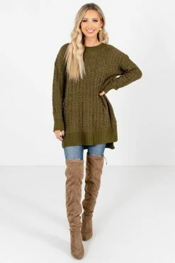Bella Ella Boutique Crushing On You Olive Sweater -Bella Ella Sales Crushing on You Olive Sweater Full Front2 5000x