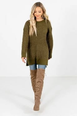 Bella Ella Boutique Crushing On You Olive Sweater -Bella Ella Sales Crushing on You Olive Sweater Full Front 5000x