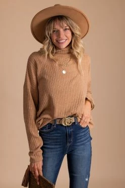 Wholesale Fashion Trends Cute And Cozy Turtleneck Sweater - Brown