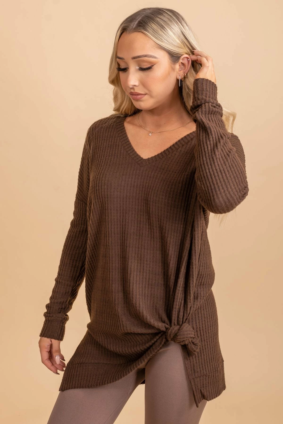 Zenana Spiced Cider V-Neck Waffle Top 25 Zenana Spiced Cider V-Neck Waffle Top - Image 25