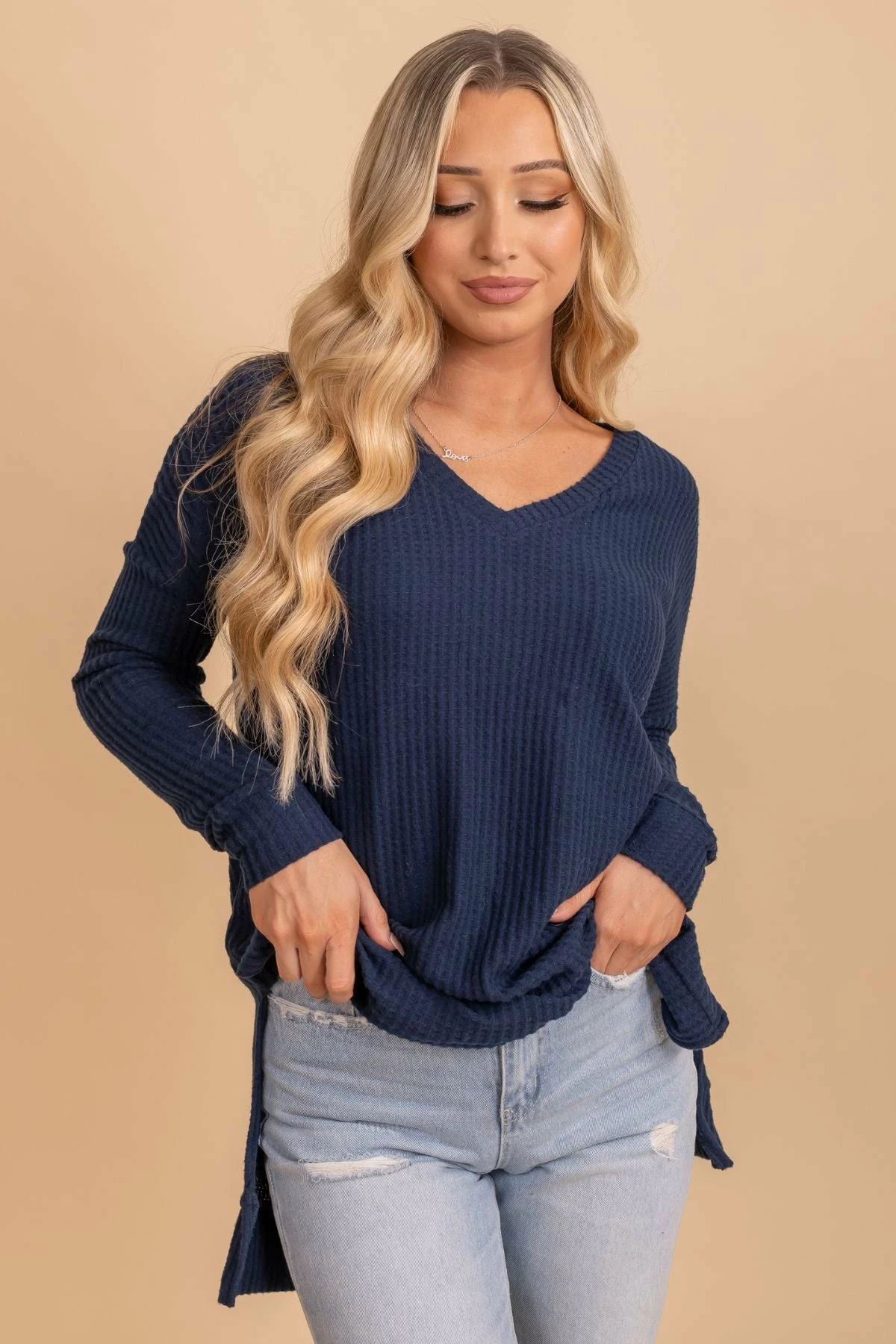 Zenana Spiced Cider V-Neck Waffle Top 16 Zenana Spiced Cider V-Neck Waffle Top - Image 16