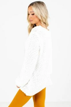 Zenana Dare To Dream Popcorn Knit Sweater 16 Zenana Dare To Dream Popcorn Knit Sweater -Bella Ella Sales Dare to Dream White Pullover Side 5000x