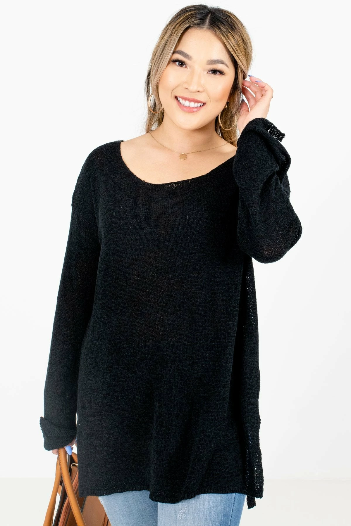 Bella Ella Boutique Day Date Black Knit Sweater 1 Bella Ella Boutique Day Date Black Knit Sweater