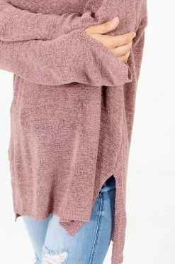 Bella Ella Boutique Day Date Mauve Knit Sweater -Bella Ella Sales Day Date Mauve Sweater Detail 5000x