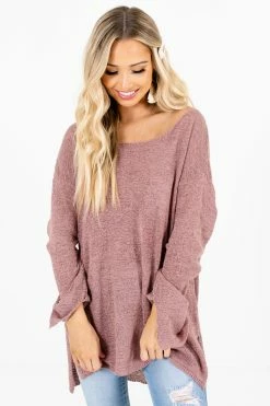 Bella Ella Boutique Day Date Mauve Knit Sweater -Bella Ella Sales Day Date Mauve Sweater Front3 5000x