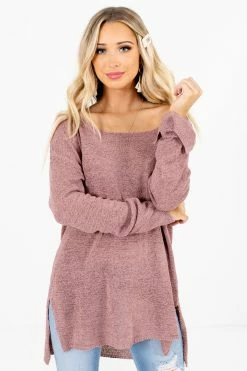 Bella Ella Boutique Day Date Mauve Knit Sweater