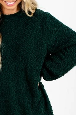 Zenana Don't Mention It Popcorn Knit Sweater -Bella Ella Sales Don t Mention It Green Sweater Detail 5000x