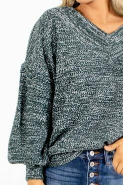 Zenana Down To Earth Knit Sweater -Bella Ella Sales Down to Earth Green Sweater Detail 5000x
