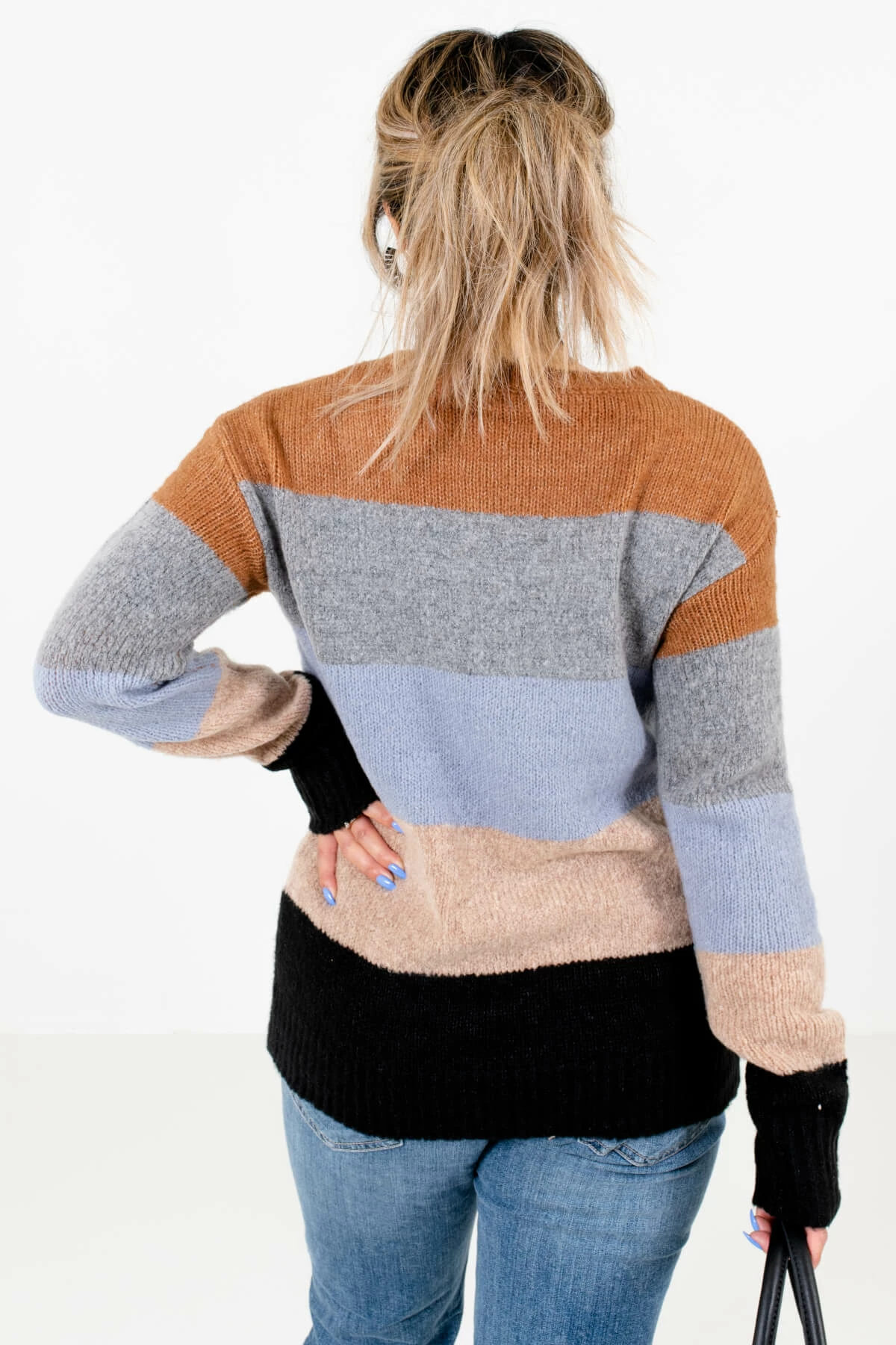 Bella Ella Boutique Dream Come True Light Blue Multi Striped Sweater 2 Bella Ella Boutique Dream Come True Light Blue Multi Striped Sweater - Image 2