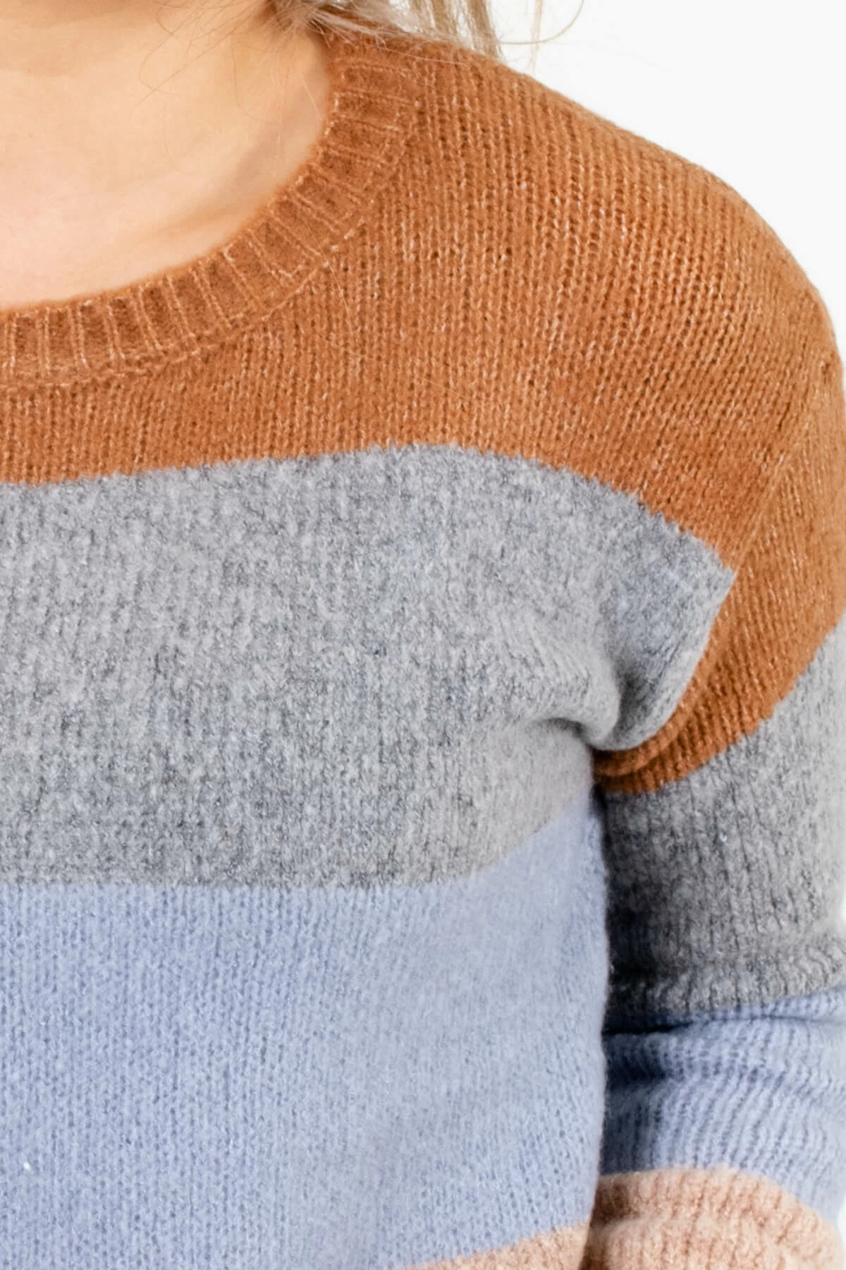 Bella Ella Boutique Dream Come True Light Blue Multi Striped Sweater 3 Bella Ella Boutique Dream Come True Light Blue Multi Striped Sweater - Image 3