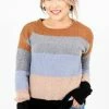 Bella Ella Boutique Dream Come True Light Blue Multi Striped Sweater
