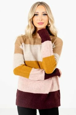 Bella Ella Boutique Dream Come True Mustard Multi Striped Sweater