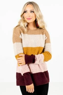 Bella Ella Boutique Dream Come True Mustard Multi Striped Sweater -Bella Ella Sales Dream Come True Mustard Sweater Front 5000x