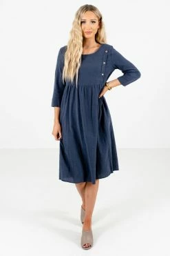 Bella Ella Boutique Embrace Your Beauty Blue Knee-Length Dress -Bella Ella Sales Embrace Your Beauty Blue Dress Full Front3 5000x