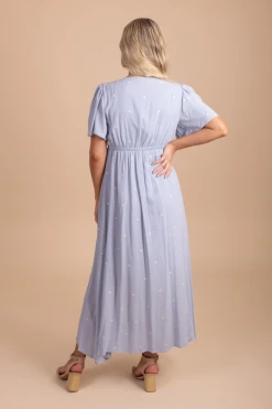 In Loom Embracing All Of You Embroidered Midi Dress -Bella Ella Sales EmbracingAllOfYouEmbroideredMidiDressBlueBack 5000x