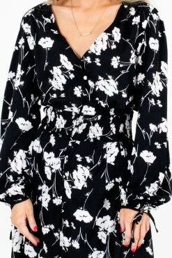 Very J Endless Enchantment Floral Midi Dress -Bella Ella Sales EndlessEnchantmentBlackDressDetail 5000x