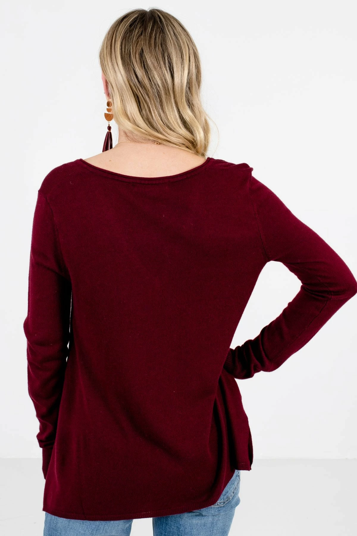 Bella Ella Boutique Enjoy The Moment Burgundy Sweater 3 Bella Ella Boutique Enjoy The Moment Burgundy Sweater - Image 3