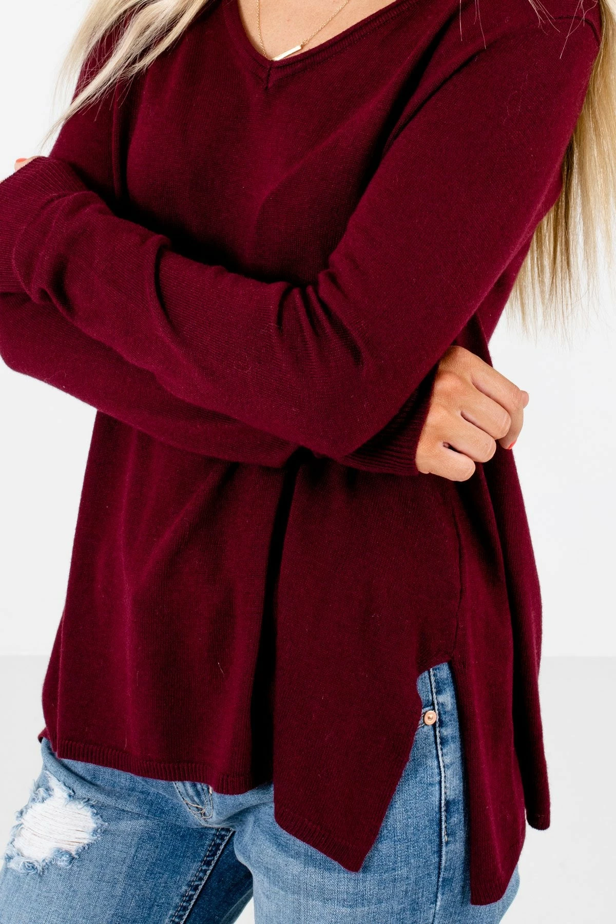 Bella Ella Boutique Enjoy The Moment Burgundy Sweater 4 Bella Ella Boutique Enjoy The Moment Burgundy Sweater - Image 4