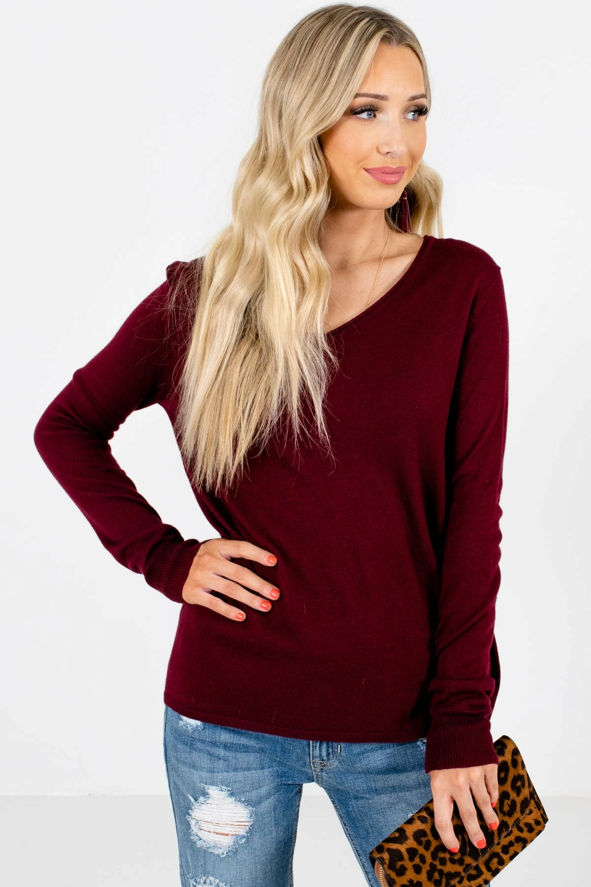 Bella Ella Boutique Enjoy The Moment Burgundy Sweater 2 Bella Ella Boutique Enjoy The Moment Burgundy Sweater - Image 2