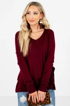 Bella Ella Boutique Enjoy The Moment Burgundy Sweater 15 Bella Ella Boutique Enjoy The Moment Burgundy Sweater -Bella Ella Sales Enjoy the Moment Burgundy Sweater Front3 5000x