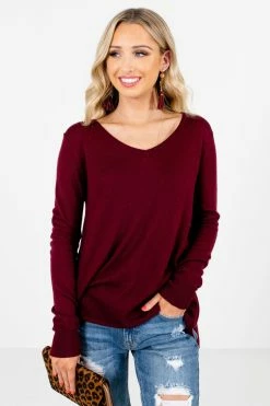Bella Ella Boutique Enjoy The Moment Burgundy Sweater