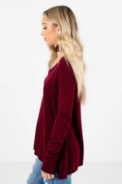 Bella Ella Boutique Enjoy The Moment Burgundy Sweater 13 Bella Ella Boutique Enjoy The Moment Burgundy Sweater -Bella Ella Sales Enjoy the Moment Burgundy Sweater Side 5000x