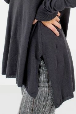 Bella Ella Boutique Enjoy The Moment Charcoal Gray Sweater -Bella Ella Sales Enjoy the Moment Charcoal Sweater Detail 5000x