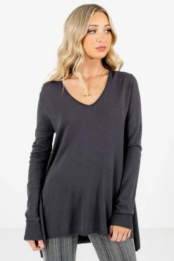 Bella Ella Boutique Enjoy The Moment Charcoal Gray Sweater