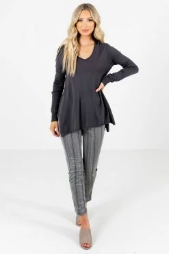 Bella Ella Boutique Enjoy The Moment Charcoal Gray Sweater -Bella Ella Sales Enjoy the Moment Charcoal Sweater Full Front 5000x