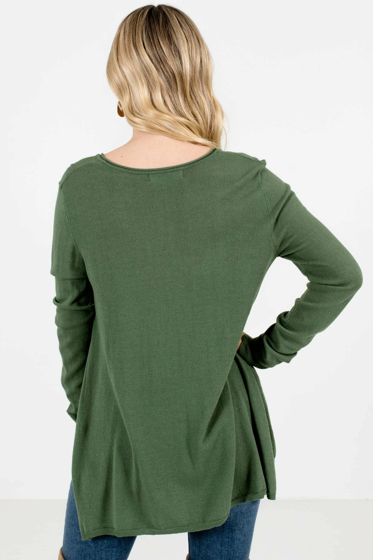 Bella Ella Boutique Enjoy The Moment Olive Sweater 2 Bella Ella Boutique Enjoy The Moment Olive Sweater - Image 2