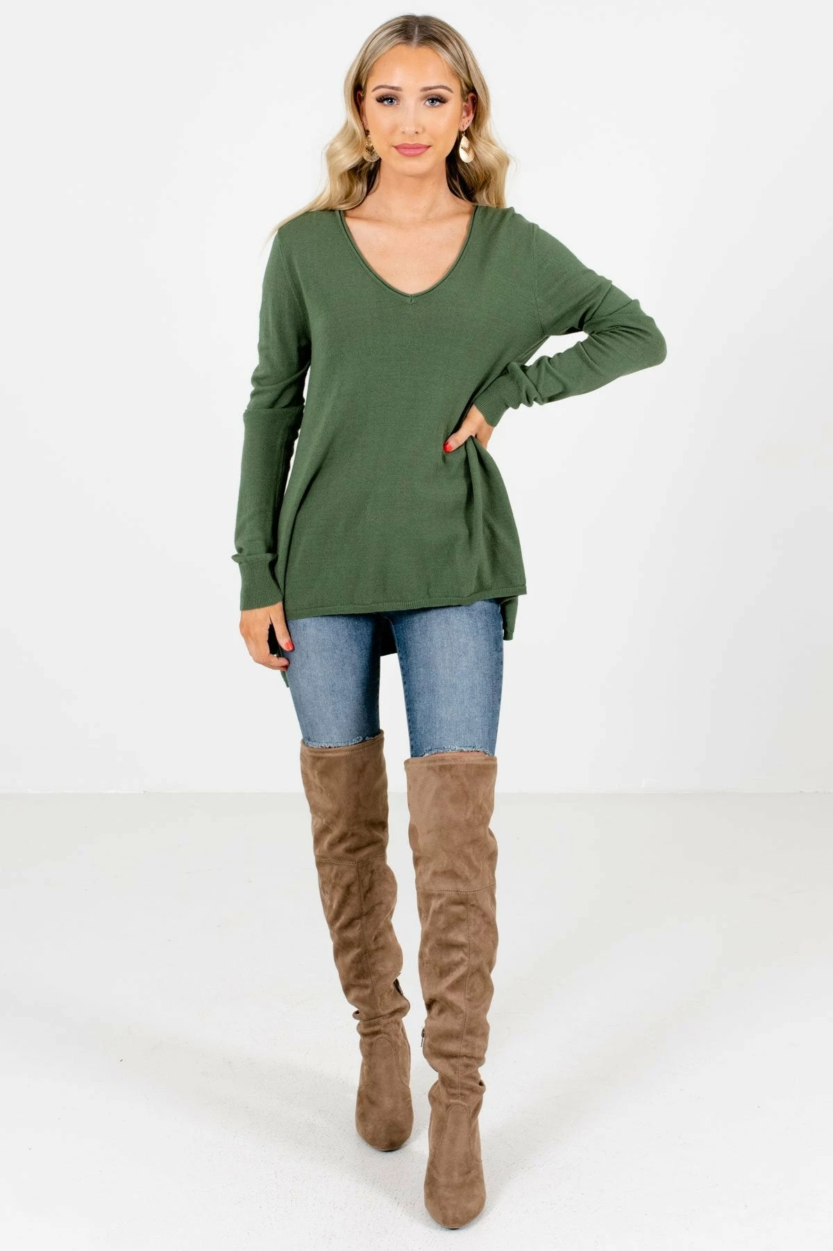 Bella Ella Boutique Enjoy The Moment Olive Sweater 5 Bella Ella Boutique Enjoy The Moment Olive Sweater - Image 5