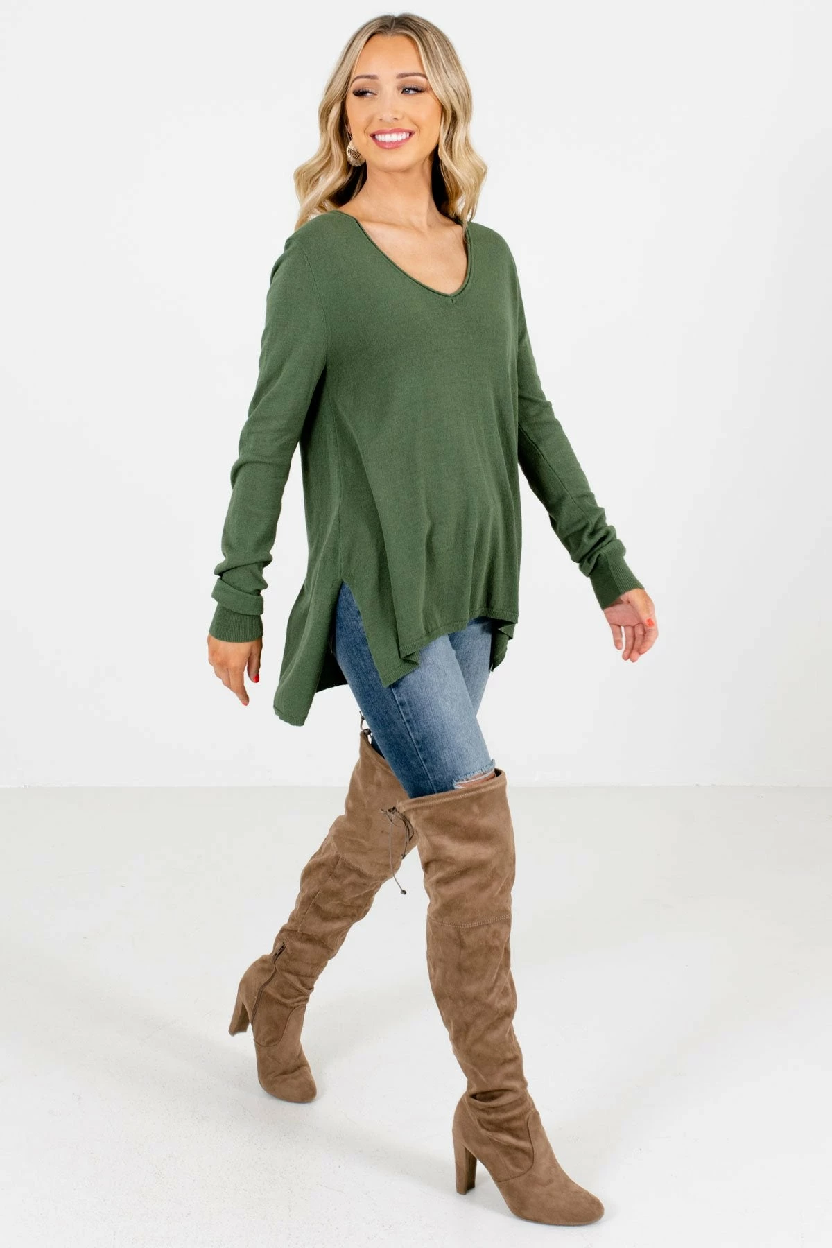 Bella Ella Boutique Enjoy The Moment Olive Sweater 8 Bella Ella Boutique Enjoy The Moment Olive Sweater - Image 8