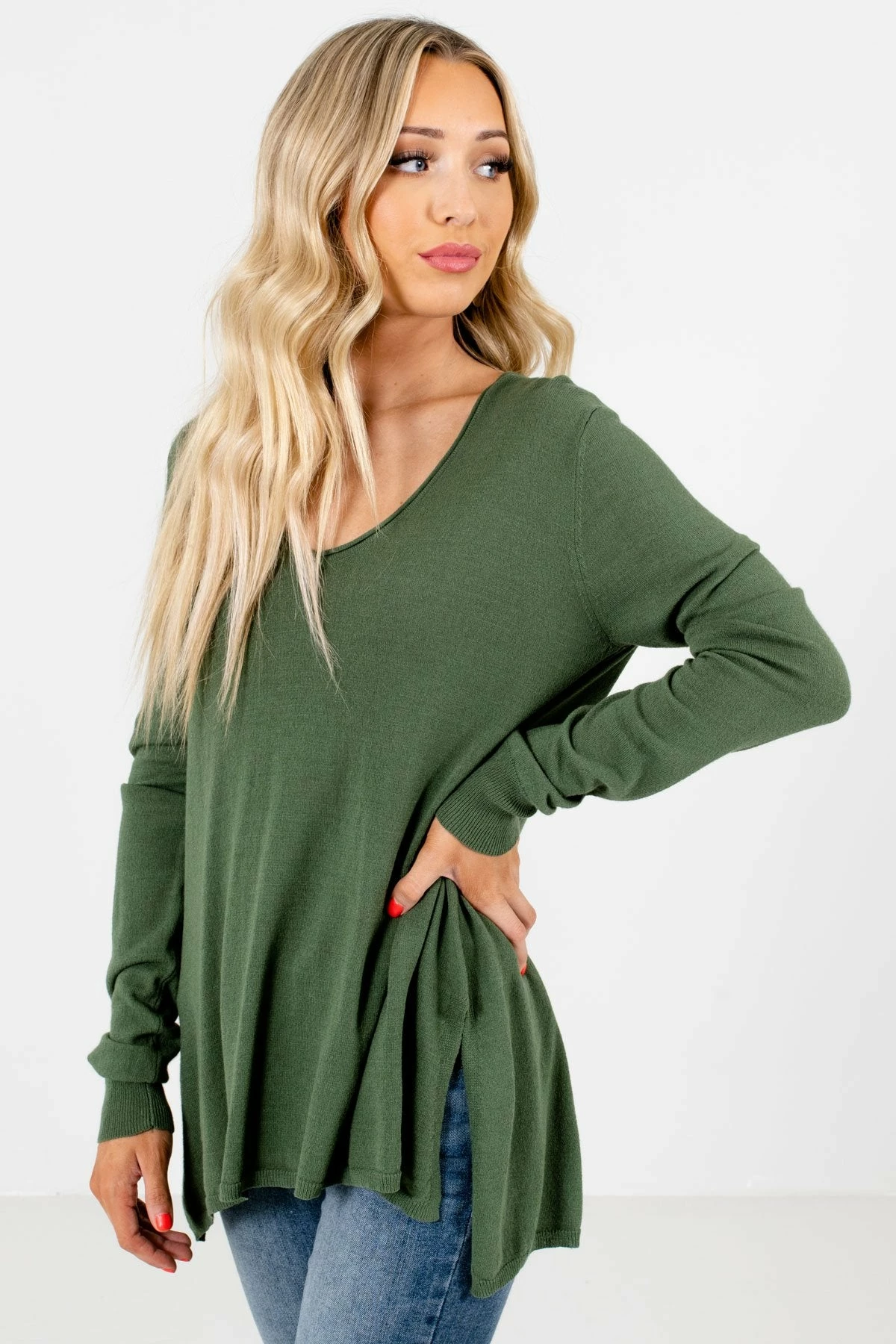 Bella Ella Boutique Enjoy The Moment Olive Sweater 7 Bella Ella Boutique Enjoy The Moment Olive Sweater - Image 7
