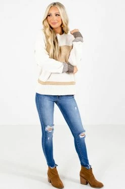 Eesome Favorite Record Mustard Striped Sweater -Bella Ella Sales Favorite Record Mustard Sweater Full Front 5000x