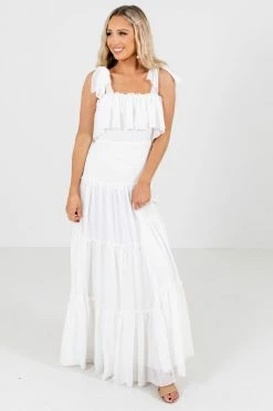 Bella Ella Boutique Feel The Romance White Maxi Dress -Bella Ella Sales Feel the Romance White Dress Front 5000x