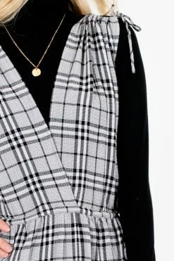 Bella Ella Boutique Fifth Avenue Gray Plaid Maxi Dress -Bella Ella Sales Fifth Avenue Gray Dress Detail 5000x