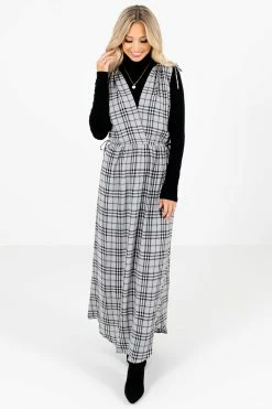 Bella Ella Boutique Fifth Avenue Gray Plaid Maxi Dress -Bella Ella Sales Fifth Avenue Gray Dress Full Front2 5000x