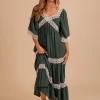 &merci Find Me In The Evergreens Lace Maxi Dress