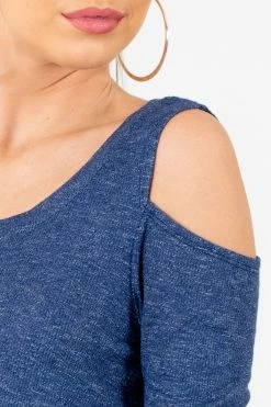 Bella Ella Boutique Fine By Me Blue Cold Shoulder Top -Bella Ella Sales Fine By Me Blue Top Detail 5000x