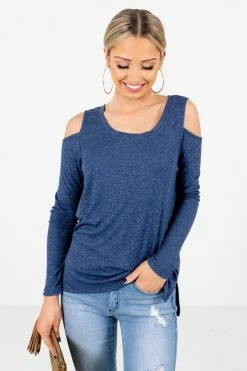Bella Ella Boutique Fine By Me Blue Cold Shoulder Top -Bella Ella Sales Fine By Me Blue Top Front2 5000x