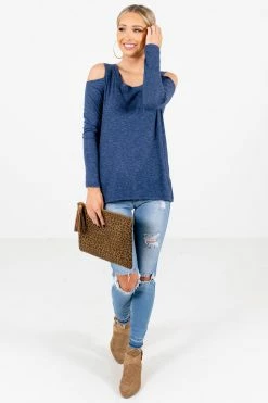 Bella Ella Boutique Fine By Me Blue Cold Shoulder Top -Bella Ella Sales Fine By Me Blue Top Full Front4 5000x