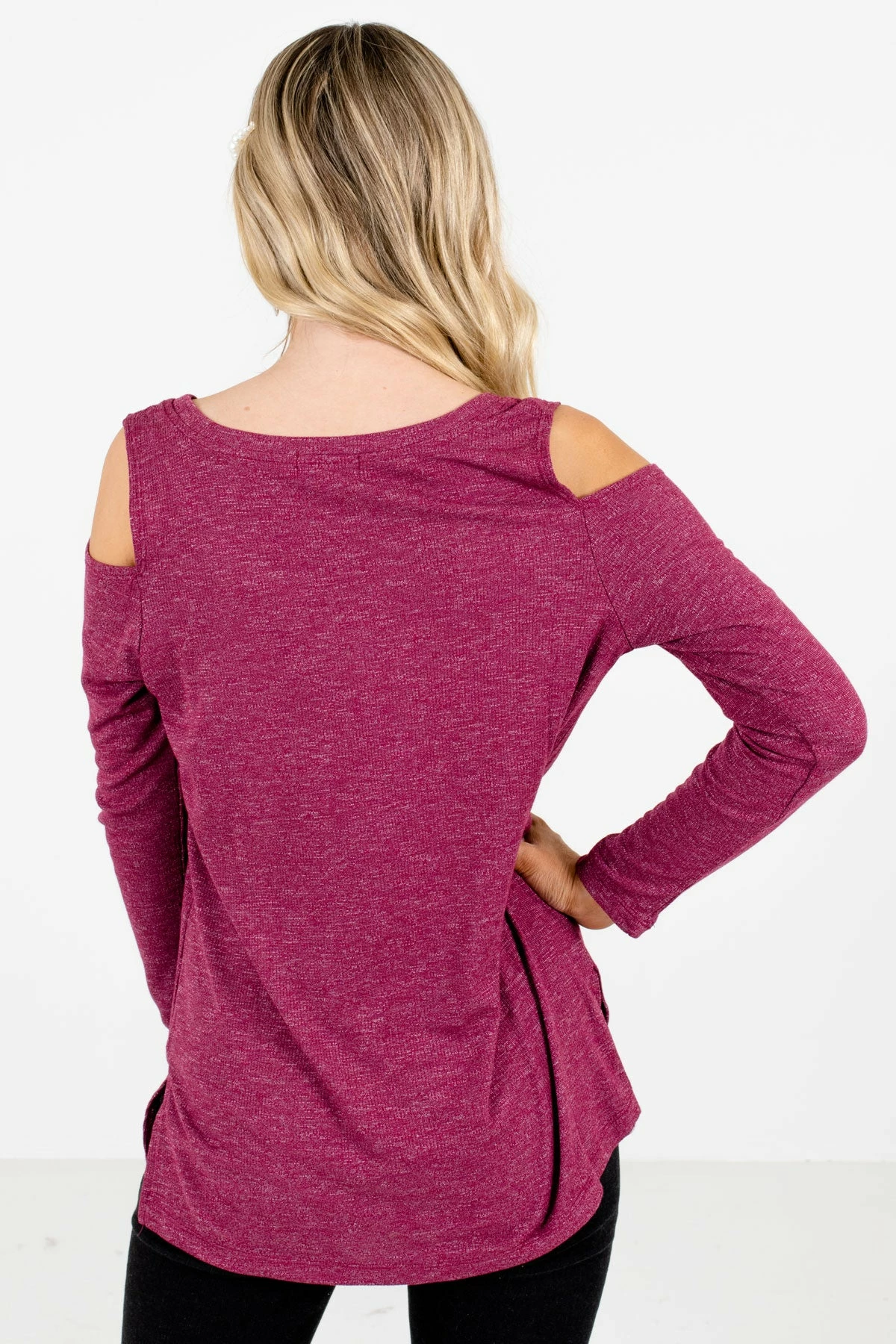 Bella Ella Boutique Fine By Me Berry Purple Cold Shoulder Top 2 Bella Ella Boutique Fine By Me Berry Purple Cold Shoulder Top - Image 2